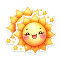 (2 Pack) Kawaii Sun Magnets - Cute Happy Smiling Sun Refrigerator Decor - Positive Vibe Sunny Kitchen Decor - 5 Inches On Longest Side - Thick Durable Magnet - Made in USA - MAG38543