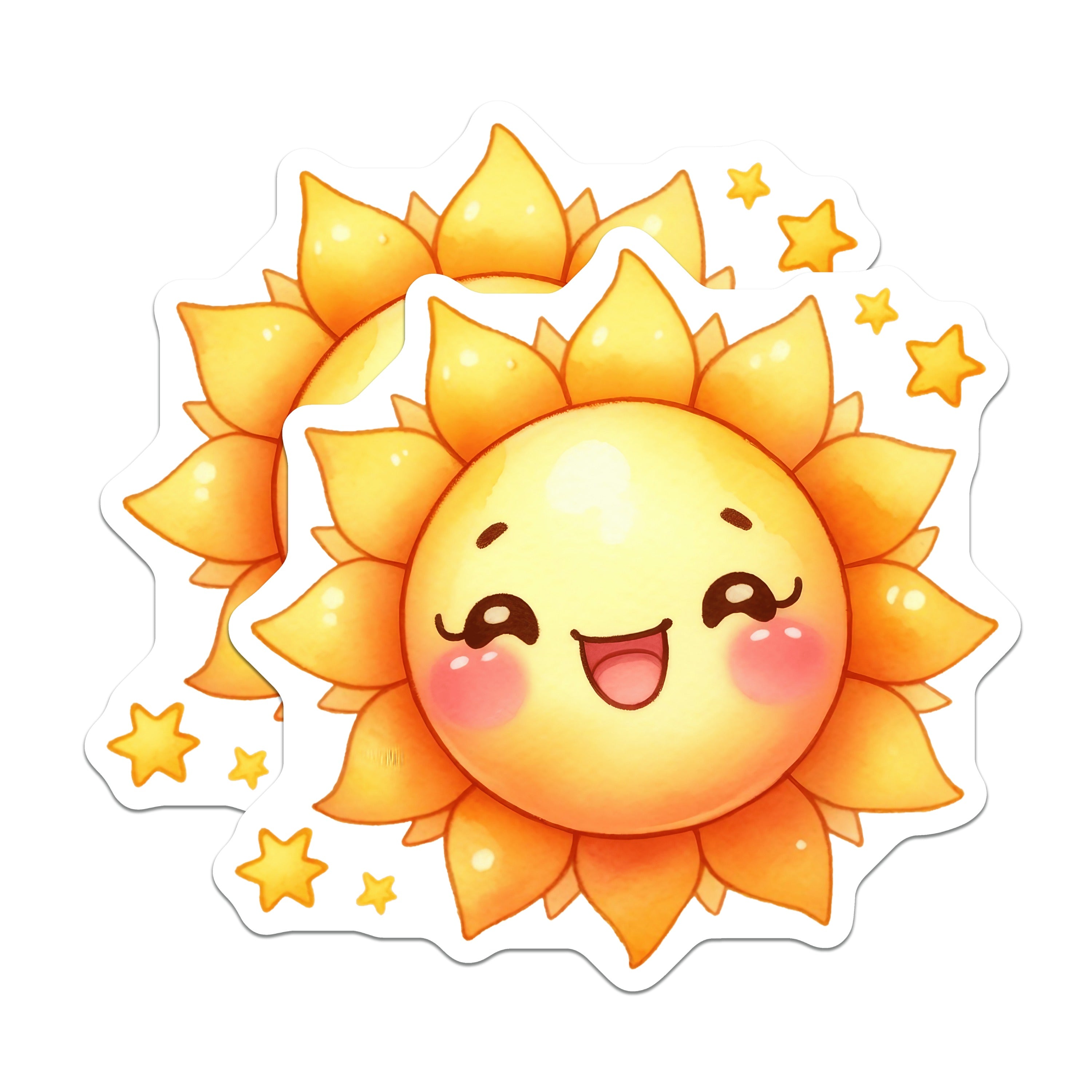 (2 Pack) Kawaii Sun Magnets - Cute Happy Smiling Sun Refrigerator Decor - Positive Vibe Sunny Kitchen Decor - 5 Inches On Longest Side - Thick Durable Magnet - Made in USA - MAG38543
