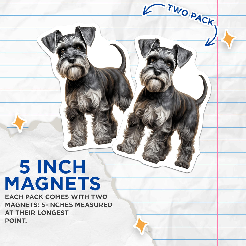 (2 Pack) Schnauzer Dog Magnets - Pet Owner Decor - Animal Fridge Accessory - 5 Inches On Longest Side - Thick Durable Magnet - Made in USA - MAG25740
