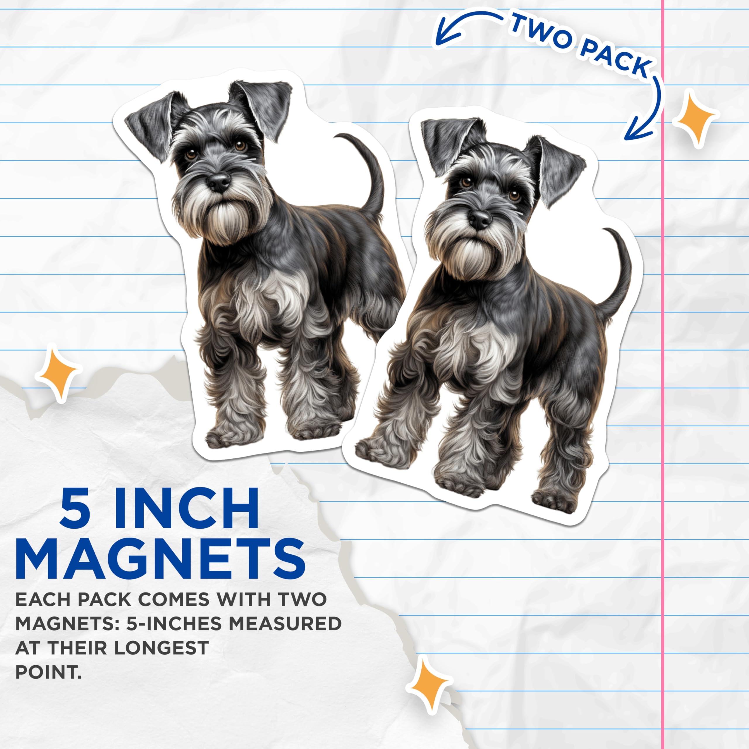 (2 Pack) Schnauzer Dog Magnets - Pet Owner Decor - Animal Fridge Accessory - 5 Inches On Longest Side - Thick Durable Magnet - Made in USA - MAG25740