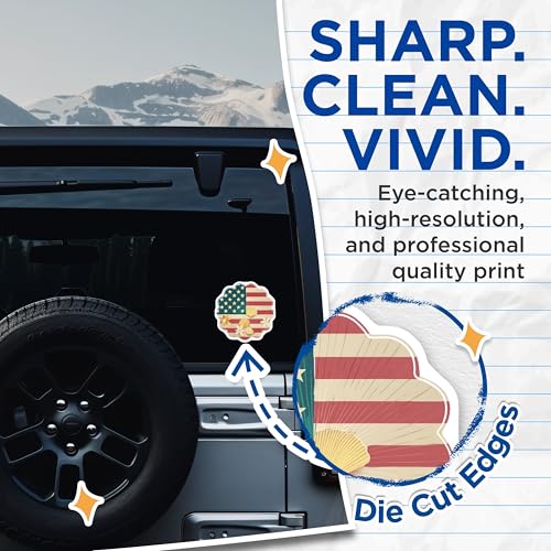 (2 Pack) American Flag Patriotic Stickers - Summer Theme Decals - 5" On Longest Side - Sticks to Smooth Flat Surfaces - Made in USA - BMCS8968 - BMCS8968