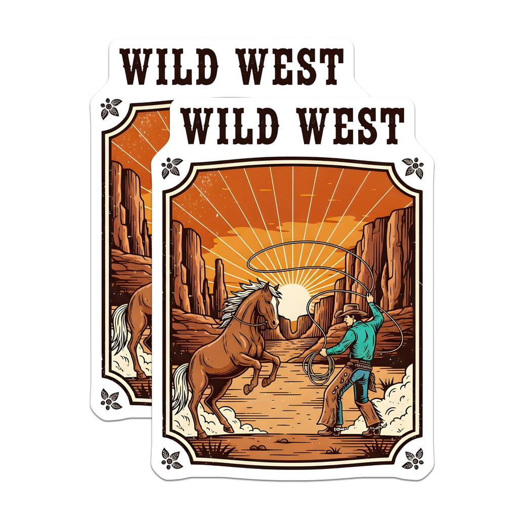 (2 Pack) Wild West Magnets - Cowboy Horse Art - Western Theme Home Decor - 5" On Longest Side - Premium Magnet - for Cars, Refrigerators, Toolboxes, Lockers - Made in USA - MAG15709