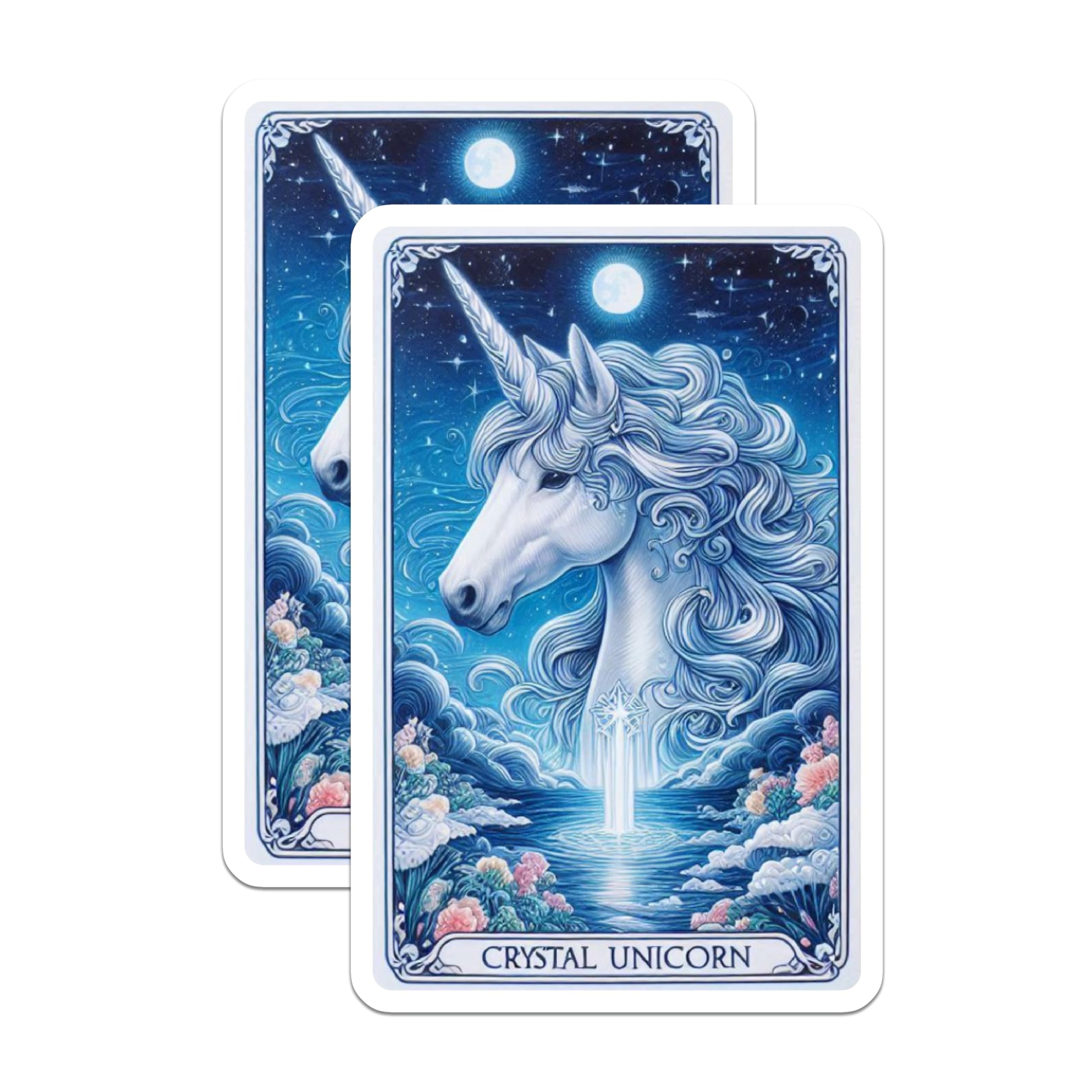 (2 Pack) Crystal Unicorn Magnets - Mystical Fantasy Art - Celestial Starry Night Magical Decor - Enchanting Mythical Creature - 5 Inches On Longest Side - Thick Durable Magnet - Made in USA - MAG22642