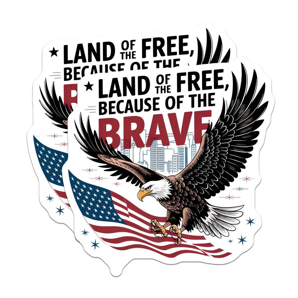 (2 Pack) Patriotic American Eagle Magnets - Land of the Free Brave USA Flag Fridge Magnets - Military Pride Decor for Veterans - 5" - Durable Magnet - Made in USA - MAG37414