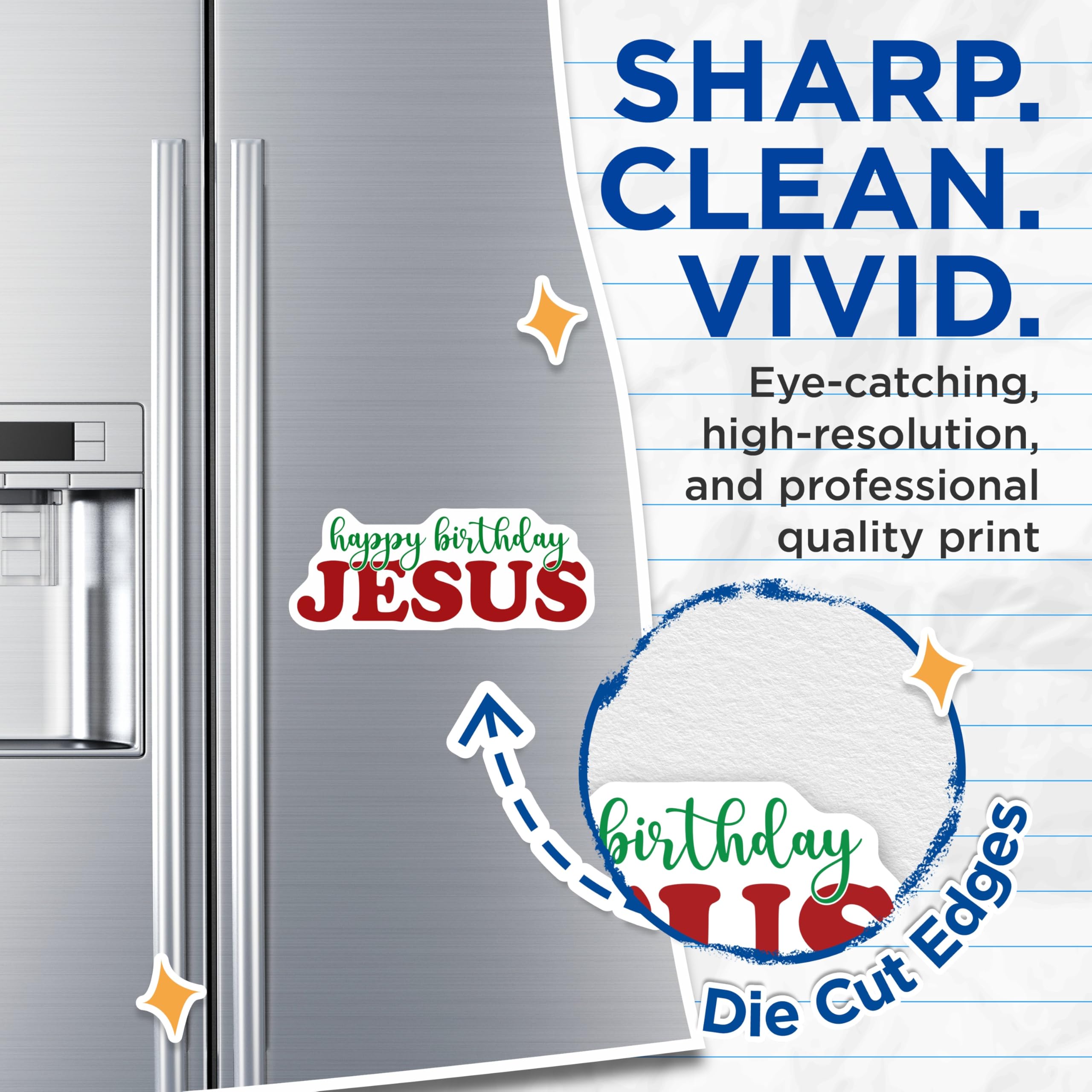 (2 Pack) Happy Birthday Jesus Magnets - Christian Christmas Decor - Faith Based Holiday Celebrations - 5 Inches On Longest Side - Thick Durable Magnet - Made in USA - MAG28939