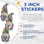 (3 Pack) Autism Awareness Gnome Decals - Puzzle Piece Gnome - Neurodiversity Decal - 3 Inches On Longest Side - Easy Peel & Apply - Made in USA - 3MCS8608