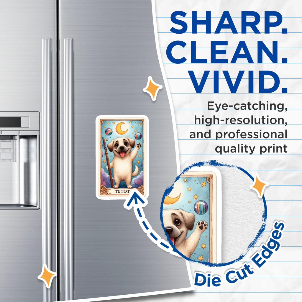 (2 Pack) Whimsical Dog Magnets - Tarot Inspired Puppy Art - Celestial Canine Decor Magnets - 5 Inches On Longest Side - Thick Durable Magnet - Made in USA - MAG22495