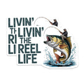 (2 Pack) Fishing Quote Magnets - Livin The Reel Life Fisherman Decor - Dad Grandpa Angler Art - 5 Inches On Longest Side - Thick Durable Magnet - Made in USA - MAG38867