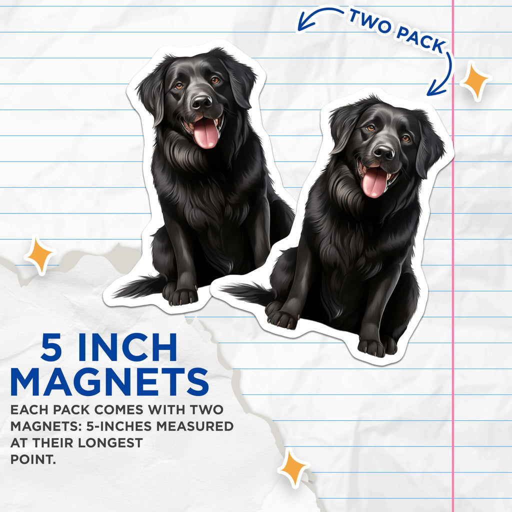 (2 Pack) Black Labrador Retriever Magnets - Happy Dog Lover Kitchen Decor - Canine Portrait Refrigerator Magnets - 5 Inches On Longest Side - Thick Durable Magnet - Made in USA - MAG28246