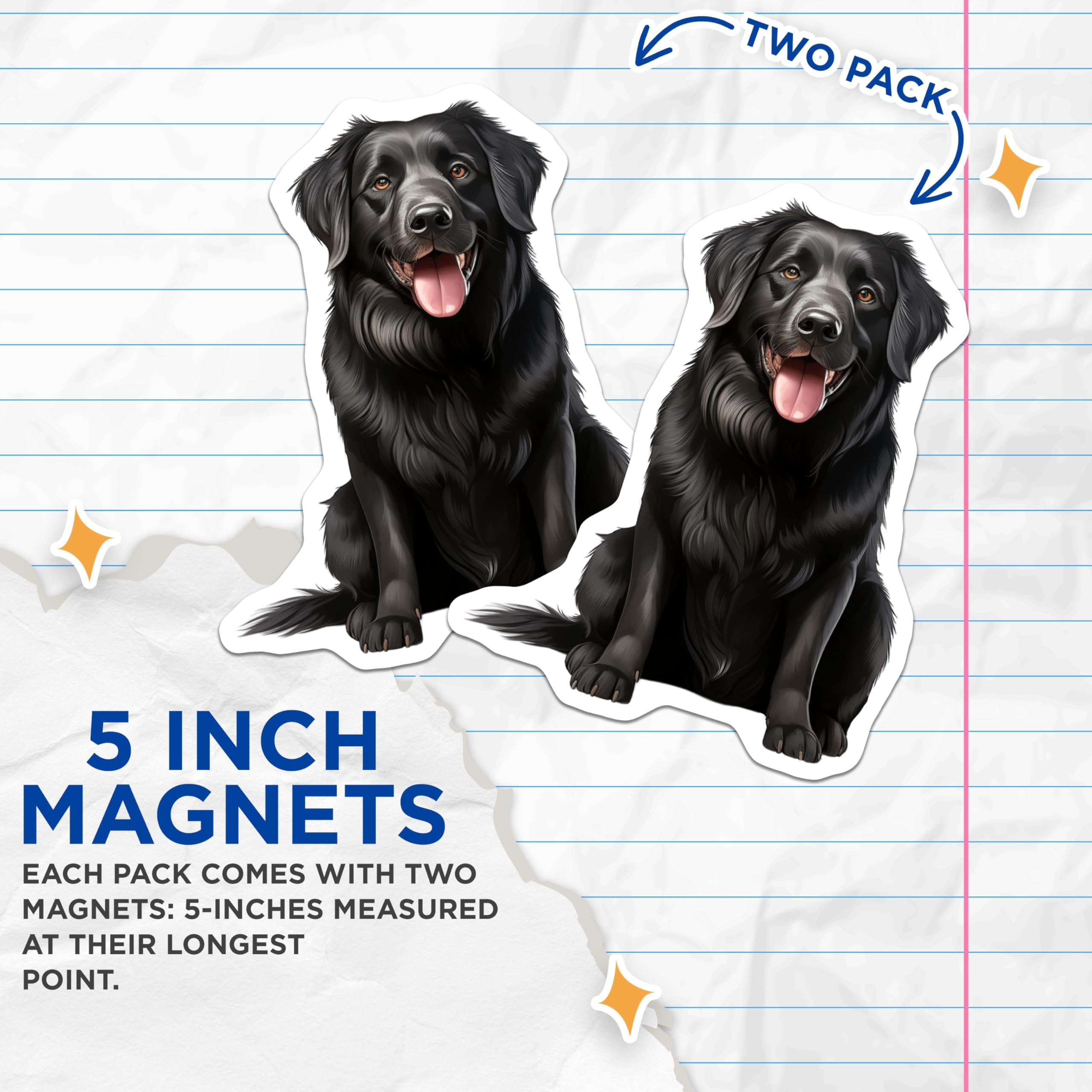 (2 Pack) Black Labrador Retriever Magnets - Happy Dog Lover Kitchen Decor - Canine Portrait Refrigerator Magnets - 5 Inches On Longest Side - Thick Durable Magnet - Made in USA - MAG28246