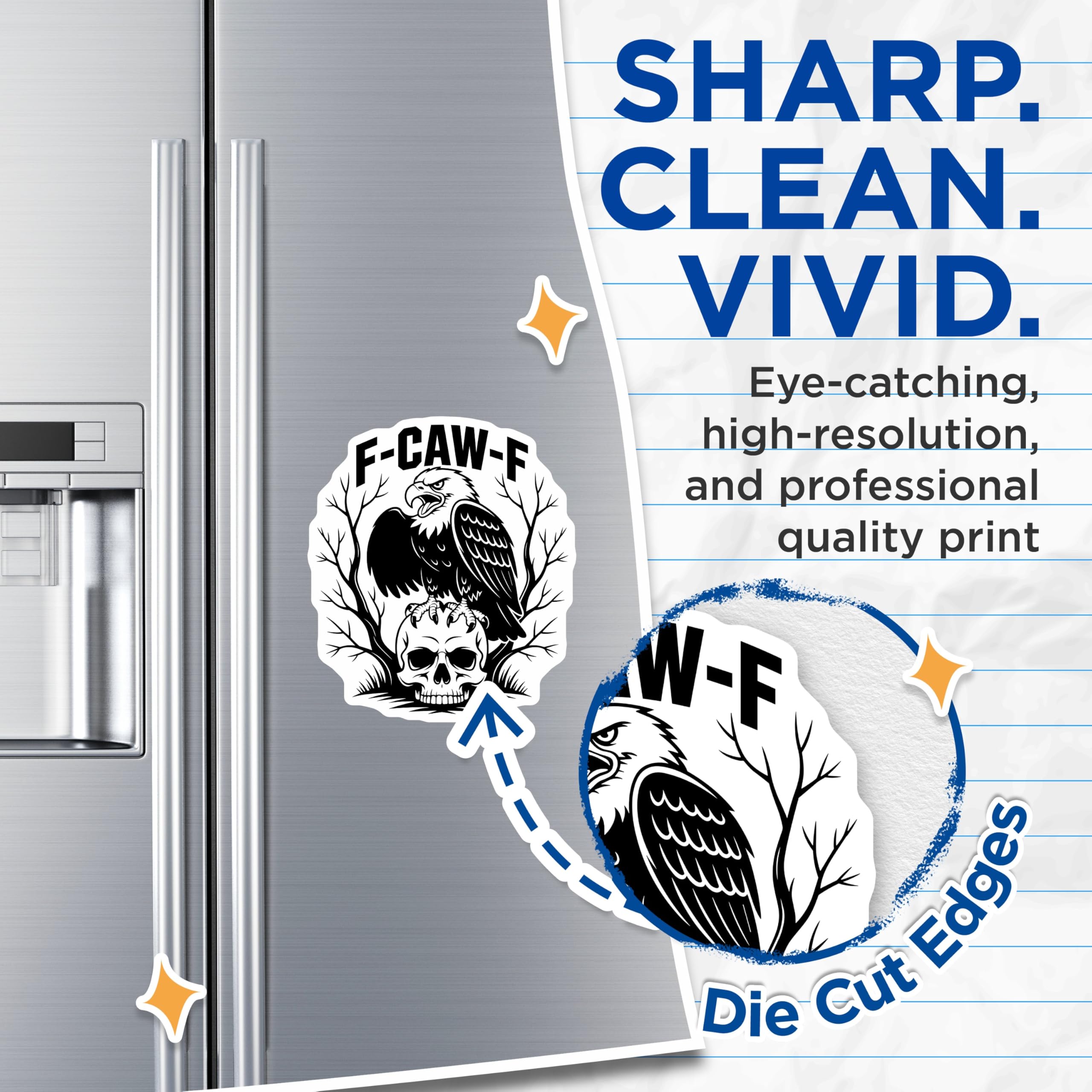 (2 Pack) Eagle and Skull Magnets - F-CAW-F - Gothic Refrigerator Magnets - 5" On Longest Side - Premium Magnet - for Cars, Refrigerators, Toolboxes, Lockers - Made in USA - MAG15863