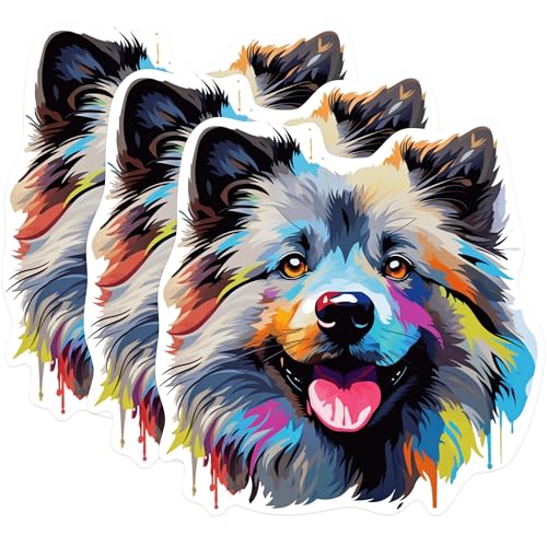 (3 Pack) Colorful Dog Decals - Laptop Decal - Cute Puppy Art - 3 Inches On Longest Side - Easy Peel & Apply - Made in USA - 3MCS0763