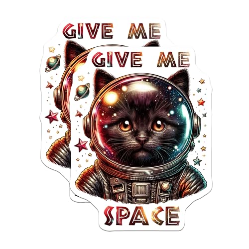 (2 Pack) Give Me Space Cat Magnets - Cute Space Cat Kitchen - Fridge Magnets - Cat Lover Art - Space-Themed Magnets - 5" On Longest Side - for Cars, Fridges, Toolboxes - Made in USA - MAG4602