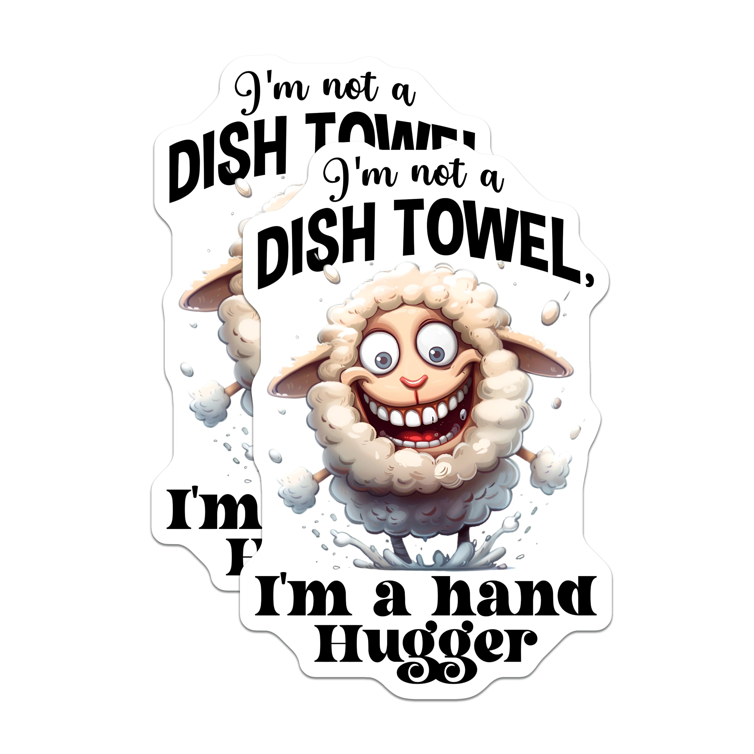 (2 Pack) Hand Hugger Magnets - Funny Sheep Dish Towel Humor Kitchen Decoration - Quirky Refrigerator Art - 5 Inches On Longest Side - Thick Durable Magnet - Made in USA - MAG38789