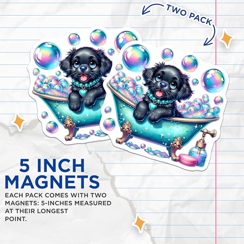(2 Pack) Adorable Dog Magnet - Fun Home Decor - 5" On Longest Side - Sticks to Smooth Flat Surfaces - Made in USA - MAG9425