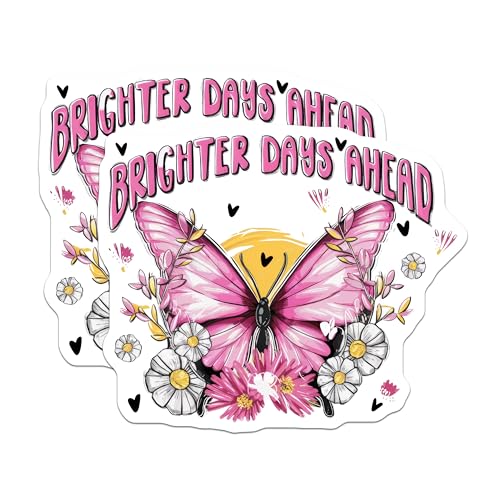 (2 Pack) Brighter Days Ahead Stickers - Positive Quote - 5" On Longest Side - Sticks to Smooth Flat Surfaces - Made in USA - BMCS8622 - BMCS8622
