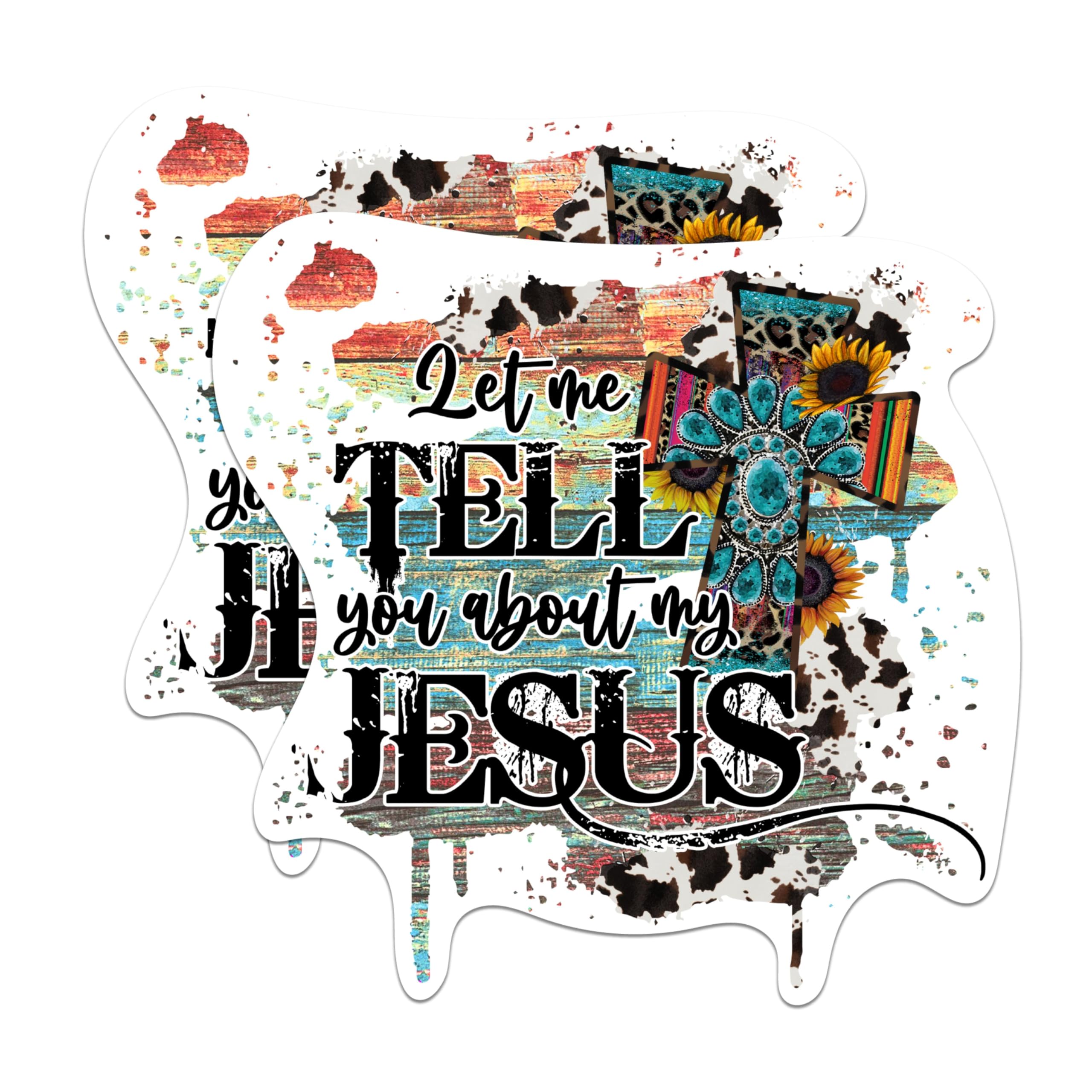 (2 Packs) Let Me Tell You About My Jesus Magnets - Positive Inspirational Christian Magnets - 5 Inch On Longest Side - Premium Magnet - for Fridges, Toolboxes, Cars - Made in USA - MAG2299