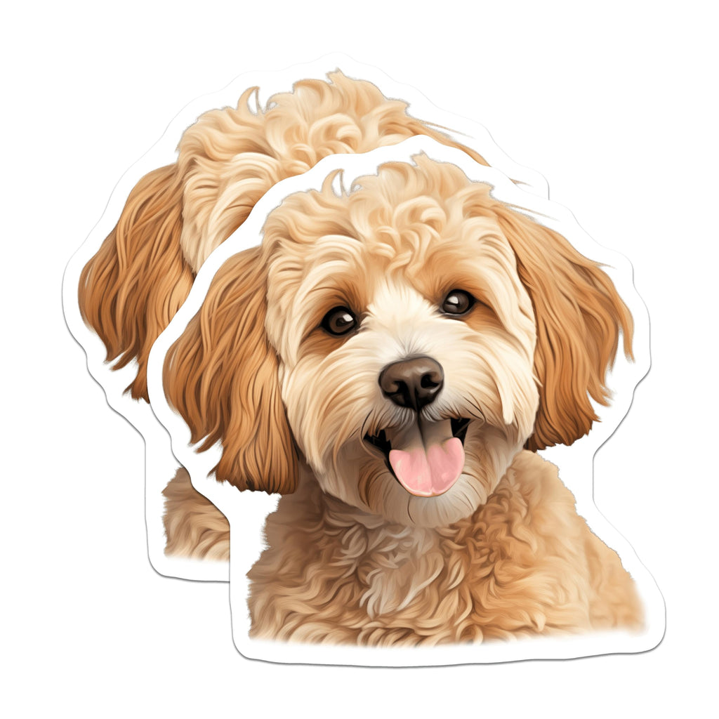 (2 Pack) Adorable Doodle Dog Magnets - Happy Puppy Refrigerator Decor - Pet Owner Kitchen Art - 5 Inches On Longest Side - Thick Durable Magnet - Made in USA - MAG27686