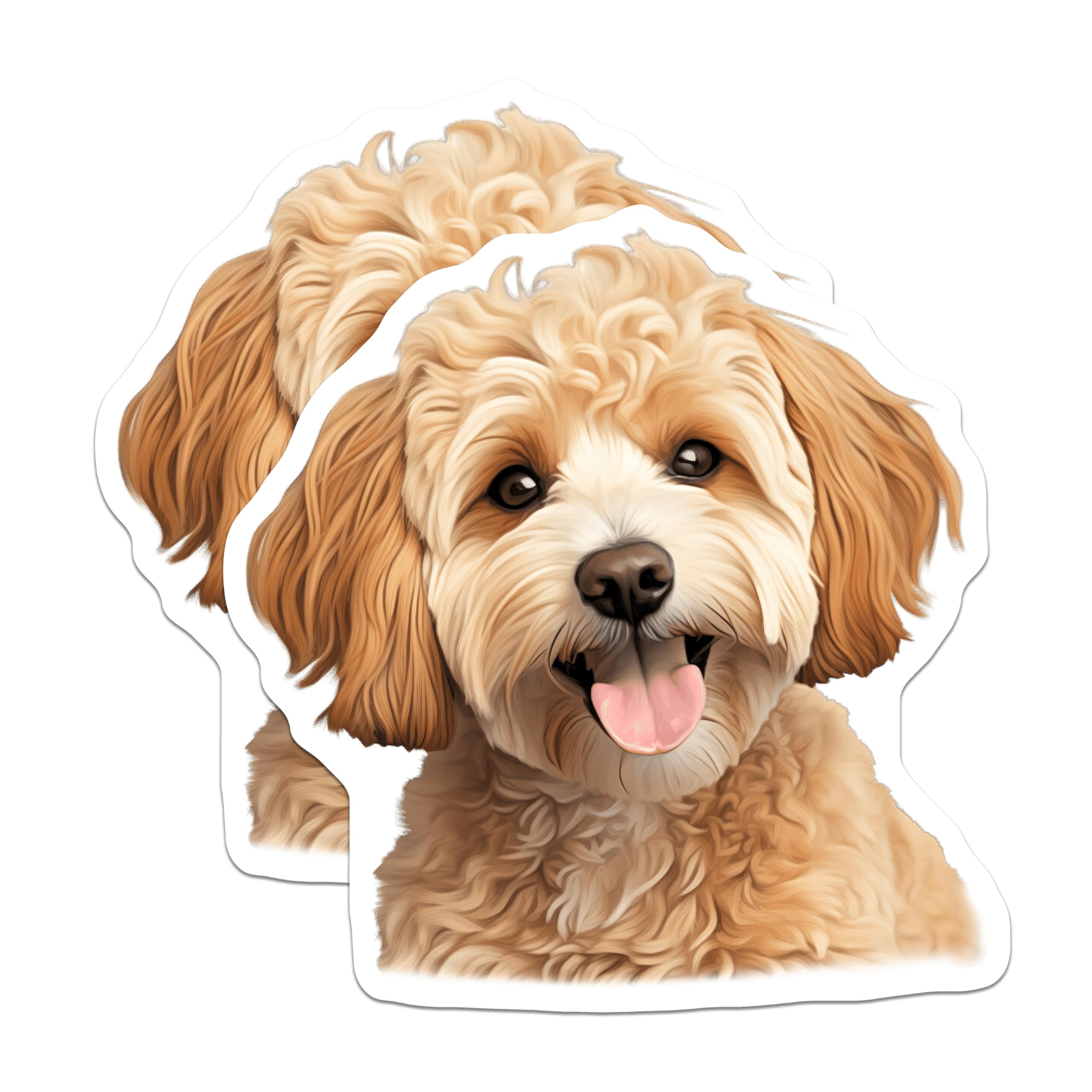 (2 Pack) Adorable Doodle Dog Magnets - Happy Puppy Refrigerator Decor - Pet Owner Kitchen Art - 5 Inches On Longest Side - Thick Durable Magnet - Made in USA - MAG27686
