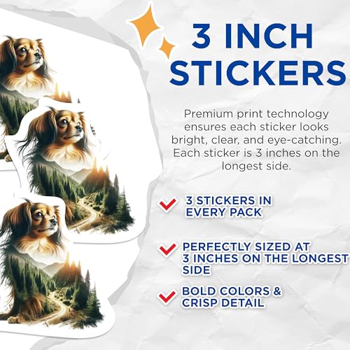(3 Pack) Cavalier King Charles Decals - Forest Dog Art - Nature Pet Decal - 3 Inches On Longest Side - Easy Peel & Apply - Made in USA - 3MCS1148
