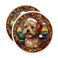 (2 Pack) Christmas Dog Magnets - Festive Stained Glass Terrier Decor - Cute Pet Holiday Refrigerator Magnets - 5 Inches On Longest Side - Thick Durable Magnet - Made in USA - MAG28873