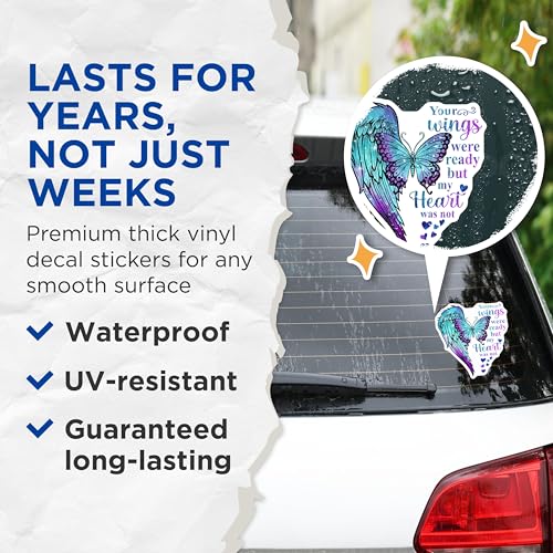 (2 Pack) Inspirational Quote Stickers - Butterfly Wing Design - Motivational Decal for Journals and Laptops - 5" On Longest Side - Sticks to Smooth Flat Surfaces - Made in USA - BMCS6109