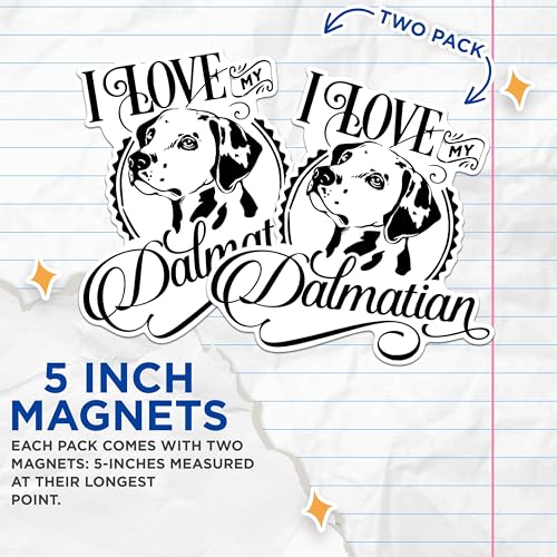 (2 Pack) I Love My Dalmatian Magnets - Cute Dog Lover Magnets - Dalmatian Decor Magnets- 5" On Longest Side - for Fridges, Toolboxes, Cars - Made in USA - MAG2967