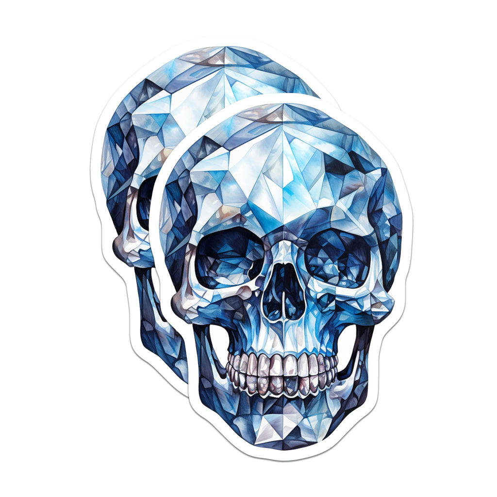 (2 Pack) Blue Diamond Skull Magnets - Faceted Gemstone Art - Gothic Home Accessories - 5 Inches On Longest Side - Thick Durable Magnet - Made in USA - MAG22795