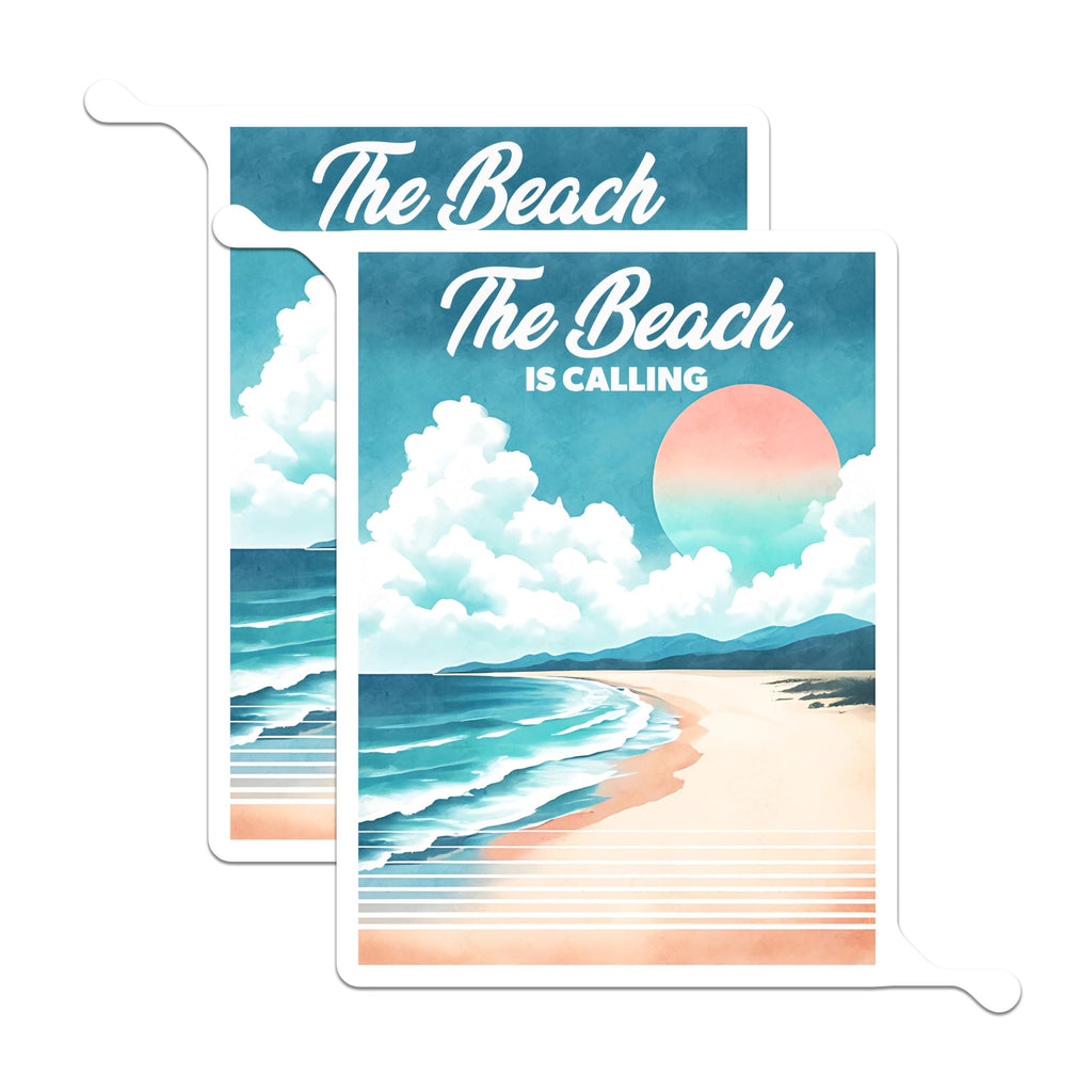 (2 Pack) Beach is Calling Magnets - Ocean Sunset Landscape - Coastal Summer Decor Travel - 5 Inches On Longest Side - Thick Durable Magnet - Made in USA - MAG22147