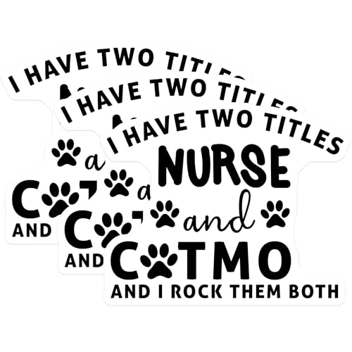 (3 Pack) Nurse Cat Mom Decals - I Rock Them Both - Cat Lover Nurse - 3 Inches On Longest Side - Easy Peel & Apply - Made in USA - 3MCS2868