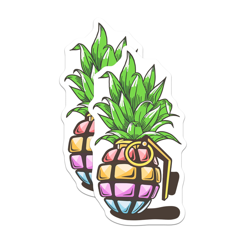 (2 Pack) Pineapple Grenade Magnets - Funny Fruit Pun Decor - Kitchen Fridge Accessories - 5" On Longest Side - Premium Magnet - for Cars, Refrigerators, Toolboxes, Lockers - Made in USA - MAG16941