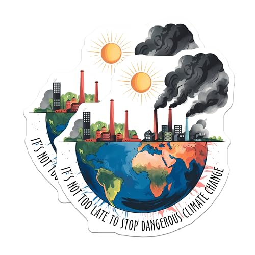 (2 Pack) Climate Change Awareness Stickers - Environmental - Save The Earth Decals - 5" On Longest Side - Sticks to Smooth Flat Surfaces - Made in USA - BMCS7687
