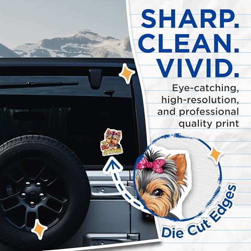 (2 Pack) Small Dog Attitude Stickers - Cute Animal Designs - Fun Pet Decals for Laptop Water Bottle Planner - 5" On Longest Side - Sticks to Smooth Flat Surfaces - Made in USA - BMCS8494