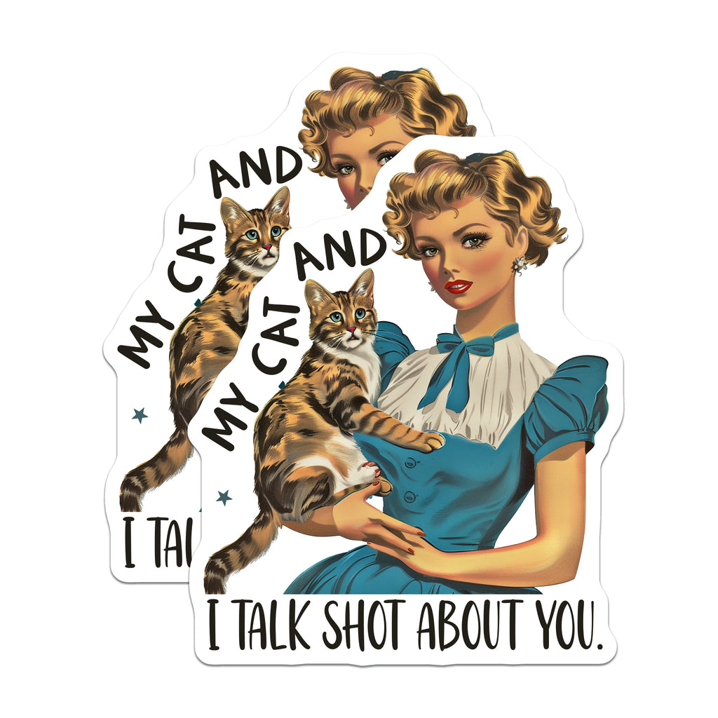 (2 Pack) Sarcastic Cat Magnets - Funny Cat Lover Refrigerator Decor - Pin Up Woman Humor Magnet for Cat Moms - 5 Inches On Longest Side - Thick Durable Magnet - Made in USA - MAG37057