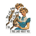 (2 Pack) Sarcastic Cat Magnets - Funny Cat Lover Refrigerator Decor - Pin Up Woman Humor Magnet for Cat Moms - 5 Inches On Longest Side - Thick Durable Magnet - Made in USA - MAG37057