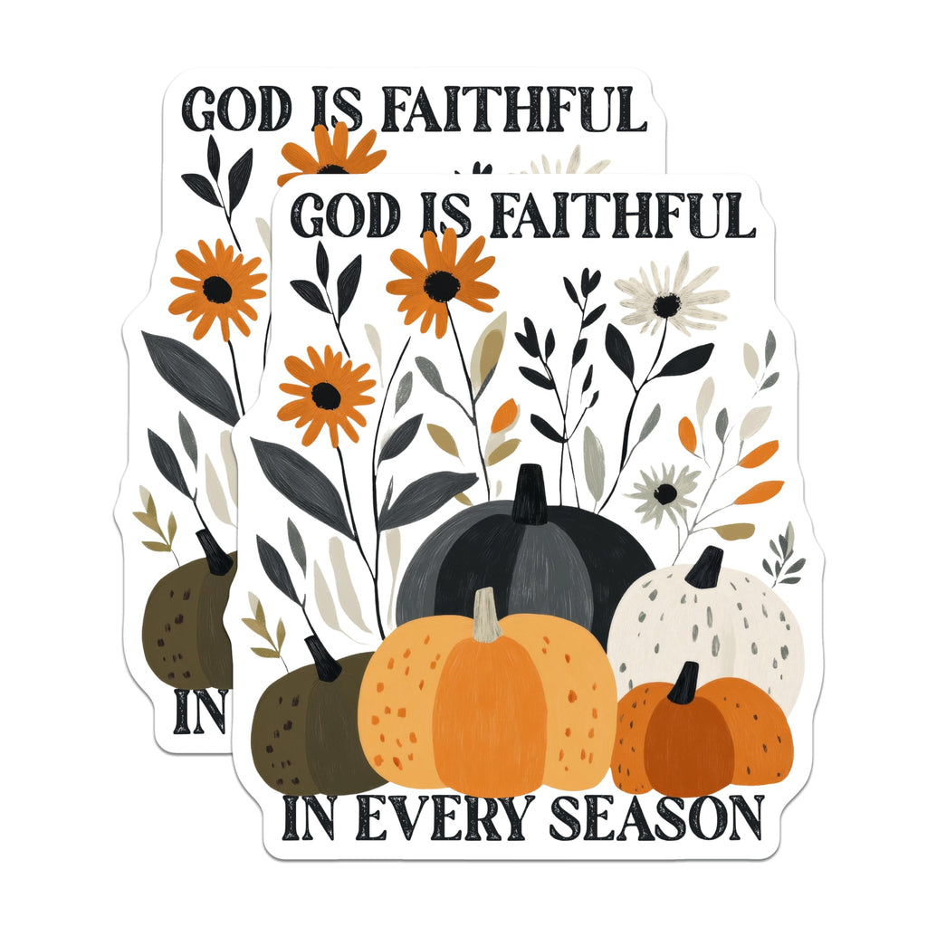 (2 Pack) God is Faithful Magnets - Autumn Pumpkin Decor - Christian Kitchen Decor - Faith Based Fall Accent - 5 Inches On Longest Side - Thick Durable Magnet - Made in USA - MAG30256