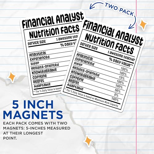 (2 Pack) Ficial Analyst Nutrition Facts Magnets Magnets - Office Decor - Funny Work Quotes - 5" On Longest Side - Made in USA - Sticks to Refrigerators & Metal Surfaces - MAG8801