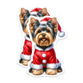 (2 Pack) Yorkshire Terrier Christmas Magnets - Santa Yorkie Holiday Decor - Dog Mom Fridge Accent - 5 Inches On Longest Side - Thick Durable Magnet - Made in USA - MAG30477