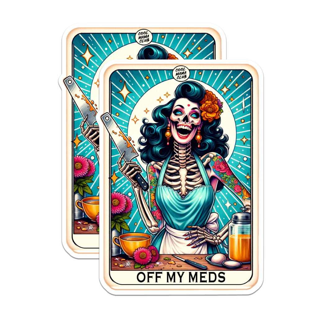 (2 Packs) Off My Meds Tarot Card Magnets - Funny Sassy Sarcastic Magnets - 5 Inches On Longest Side - Premium Magnet - for Fridges, Toolboxes, Cars - Made in USA - MAG2459