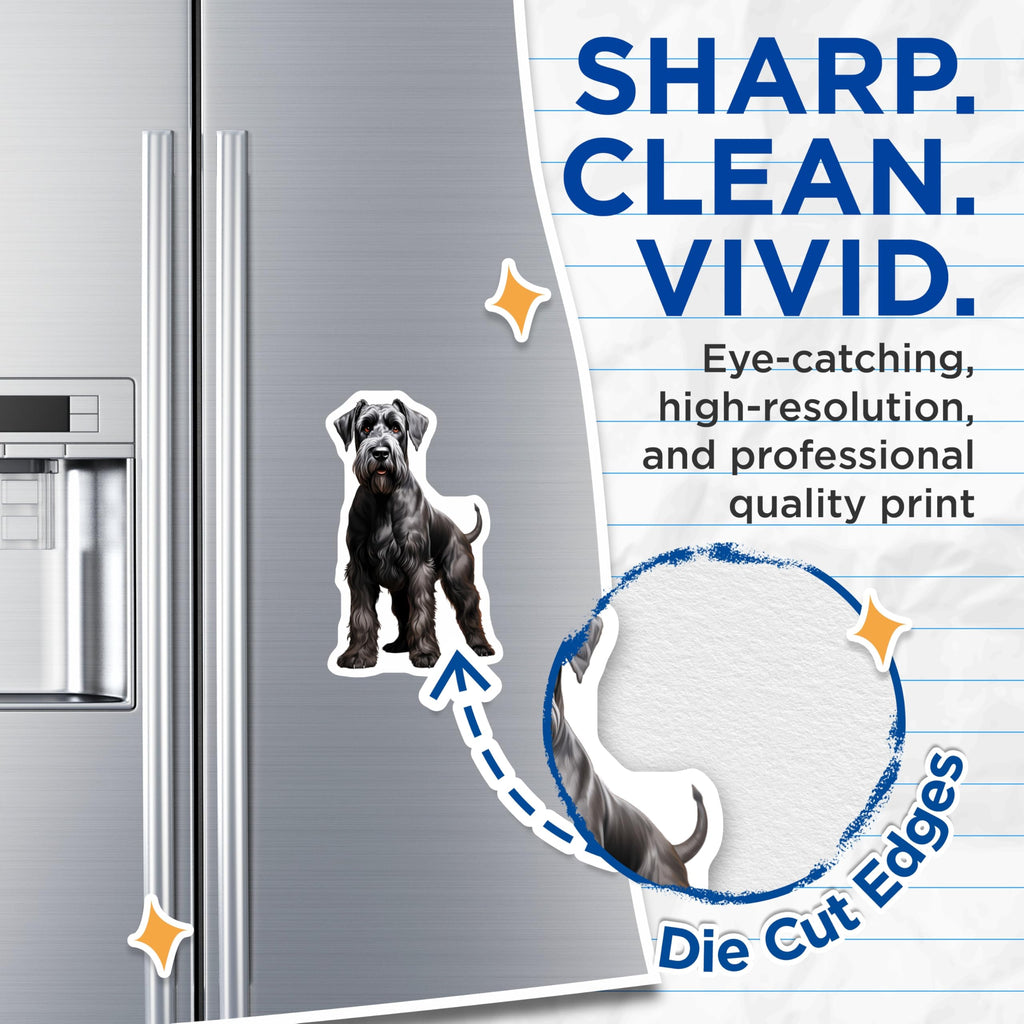(2 Pack) Black Schnauzer Magnets - Dog Breed Art - Pet Lover Refrigerator Accent for Schnauzer Parents - 5 Inches On Longest Side - Thick Durable Magnet - Made in USA - MAG30196