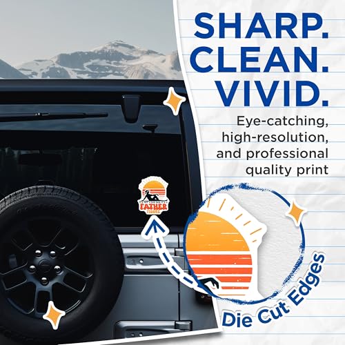 (2 Pack) Father Figure Dad BOD Stickers - Funny Jokes - Father's Day from Kids - 5" On Longest Side - Sticks to Smooth Flat Surfaces - Made in USA - BMCS7483