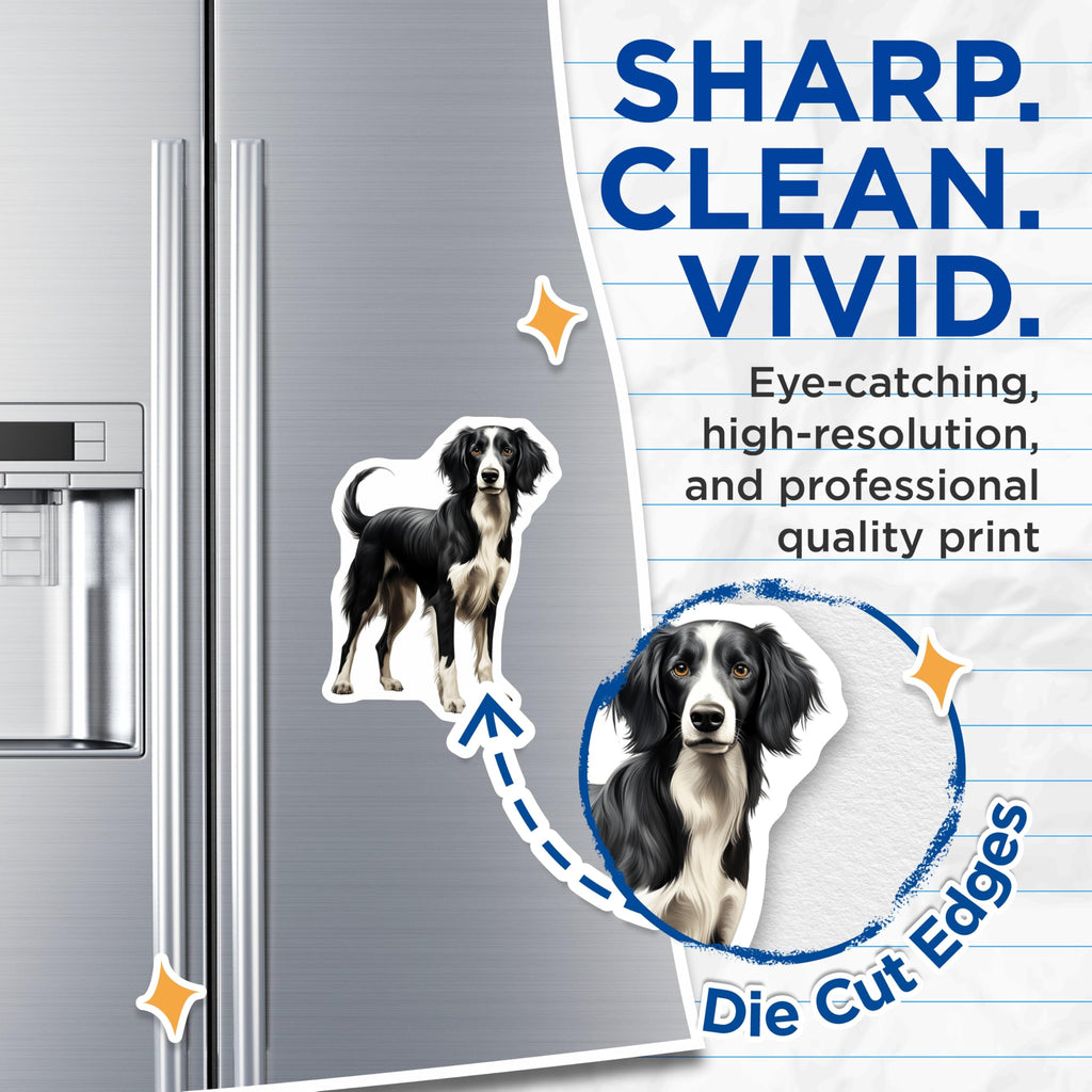 (2 Pack) Border Collie Dog Magnets - Realistic Black White Pet Art Magnet - Animal Lover Fridge Decor for Dog Parents - 5 Inches On Longest Side - Thick Durable Magnet - Made in USA - MAG30995
