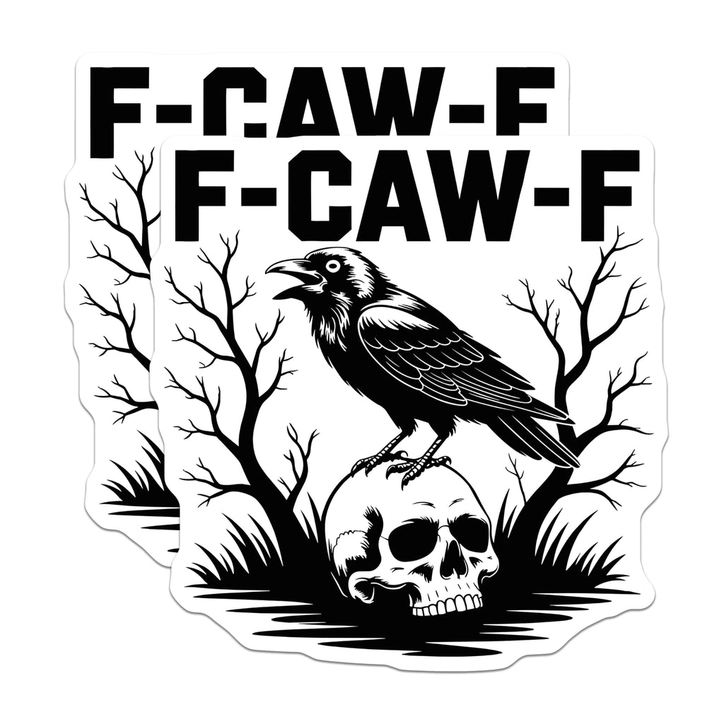 (2 Pack) Raven Skull Stickers - Gothic Stickers - Dark Stickers - 5" On Longest Side - Sticks to Smooth Flat Surfaces - Made in USA - BMCS15023