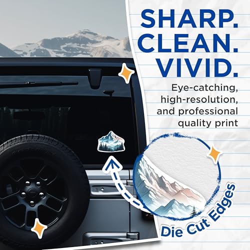 (2 Packs) Mountains Beautiful Scenery Stickers - Outdoorsman Hiking Hiker Scenery Decals - 5 Inches On Longest Side - Premium Vinyl Decal - Sticks to Any Smooth Flat Surface - Made in USA - BMCS2293