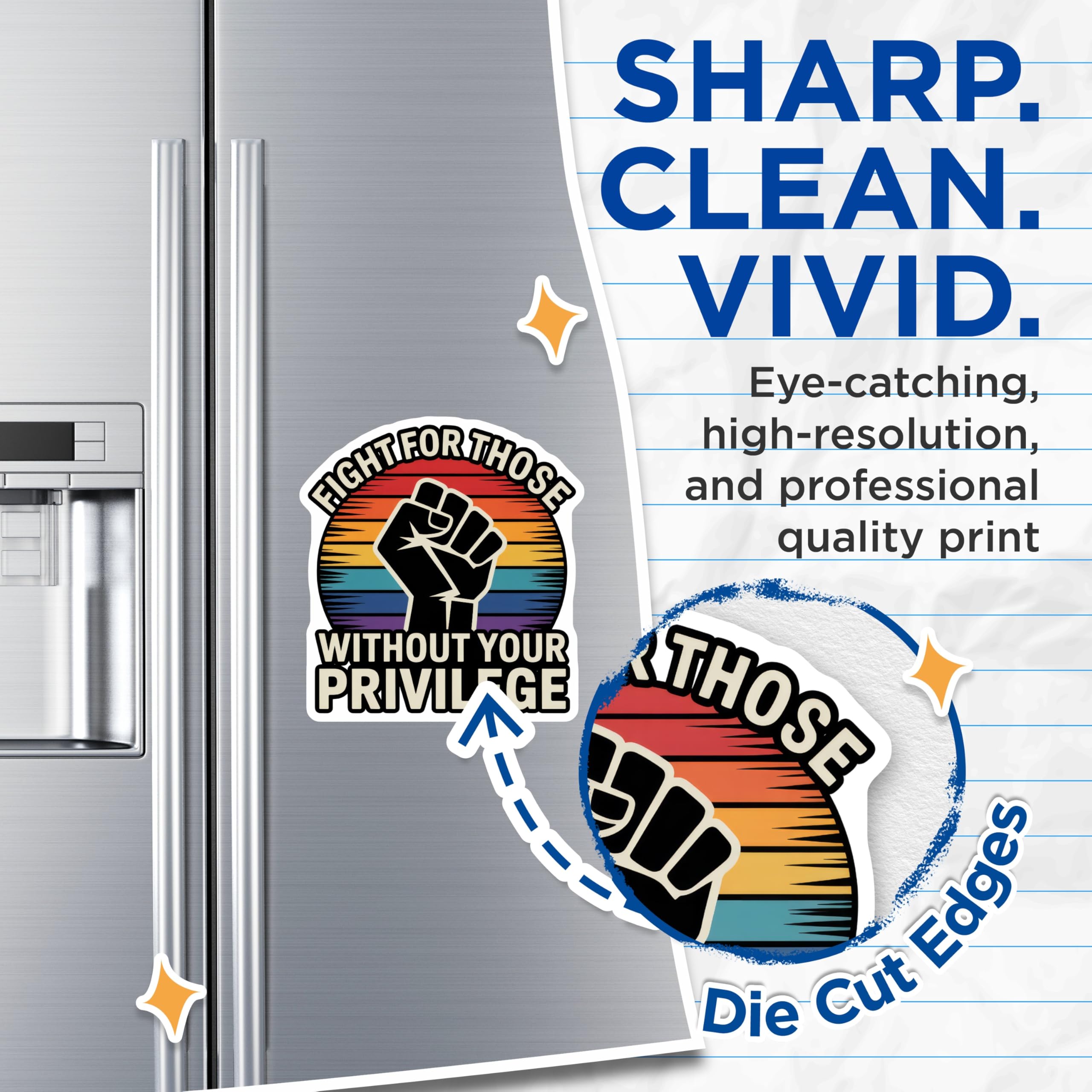 (2 Pack) Social Justice Magnets - Fight for Others - Equality Rights Statement - 5" On Longest Side - Premium Magnet - for Cars, Refrigerators, Toolboxes, Lockers - Made in USA - MAG15489