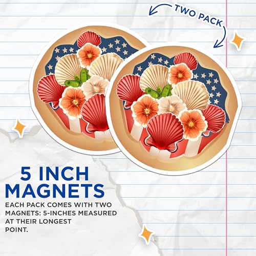 (2 Pack) American Flag Flower Magnets Magnets - Patriotic Home Decor - 5" On Longest Side - Made in USA - Sticks to Refrigerators & Metal Surfaces - MAG8988