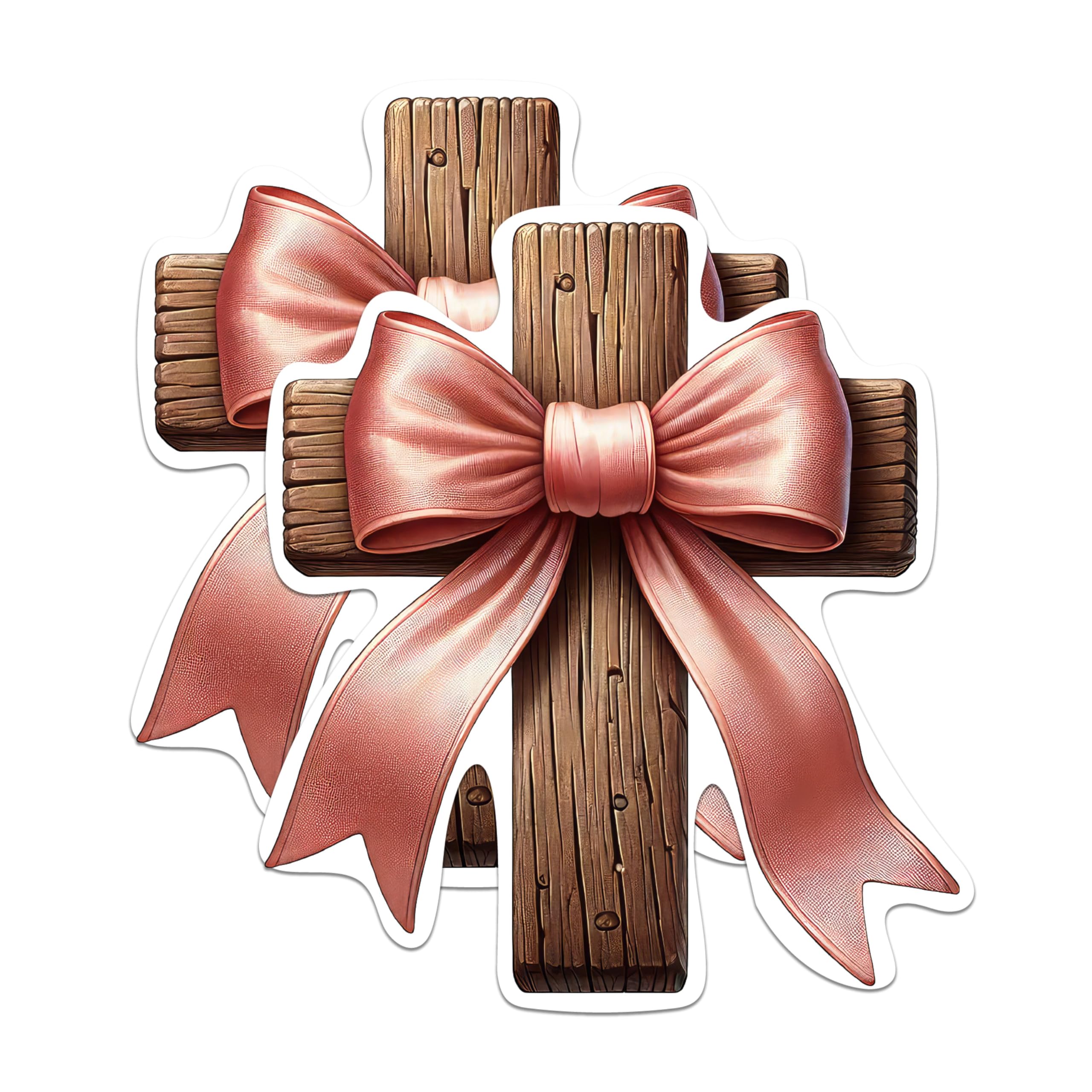 (2 Pack) Cross with Pink Bow Magnets - Christian Magnets - 5 Inches On Longest Side - Premium Magnet - for Cars, Refrigerators, Toolboxes - Made in USA - MAG2078