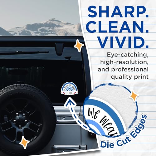(2 Pack) in April We Wear Blue Stickers - Autism Awareness Stickers - Blue Rainbow Stickers - 5" On Longest Side - Sticks to Smooth Flat Surfaces - Made in USA - BMCS4278