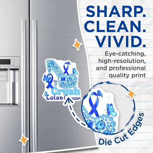 (2 Pack) Crush Colon Cancer Magnets - Blue Butterfly Awareness Magnets - High Heels Cancer Support - 5" On Longest Side - for Cars, Refrigerators, Toolboxes, Lockers - Made in USA BMCS3396