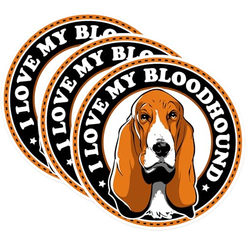 (3 Pack) Bloodhound Decals - Dog Breed Stickers - Pet Lover Decals - 3 Inches On Longest Side - Easy Peel & Apply - Made in USA - 3MCS1753